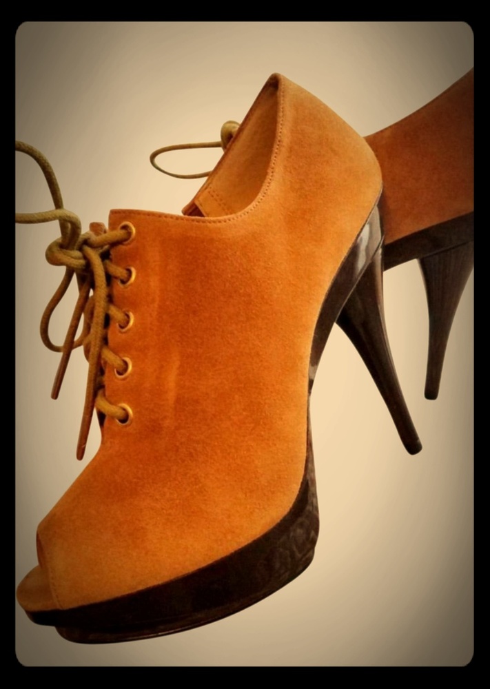 MICHAEL KORS Camel Open-Toed High Heel Booties